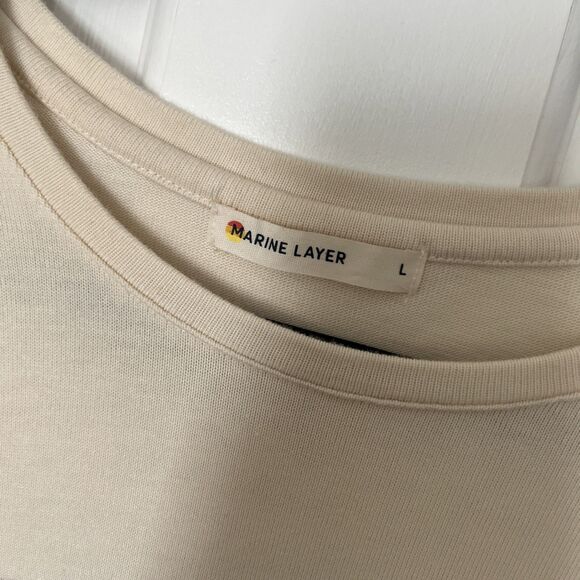 Marine Layer April Dress Womens Large Striped Pockets Cotton Modal Preppy Casual - Picture 3 of 8